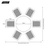 Wentworth 6 Seat 140cm Deluxe Rattan Garden Dining Set Dimensions & Size Gude