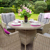 Wentworth 4 Seat 110cm Highback Rattan Garden Dining Set 