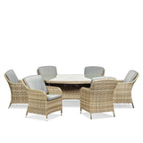 Wentworth 6 Seat 200cm Ellipse Deluxe Rattan Garden Dining Set from Roseland Home Furniture