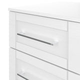 Bellamy White 3 Drawer Deep Chest chrome handle close up