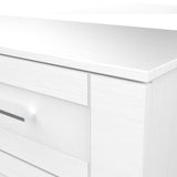 Bellamy White 3 Drawer Storage Chest wood grain close up