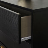 Hudson Black 3 Drawer chest with gold legs drawer close up