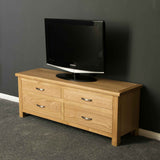 London Oak Large Smart TV Stand side view. 