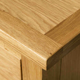 Close up of the natural oak on a London Oak Large Smart TV Stand.